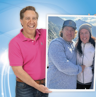 Before-and-after weight loss photos of a middle-aged man