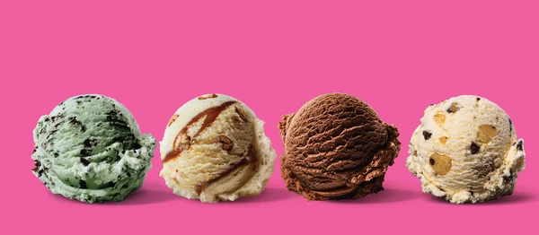 scoops of ice cream on a pink background